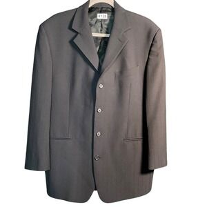 Surreys Florida Mens 42R Pinstripe Blazer 100% Wool 4 Button Suit‎ Jacket Black